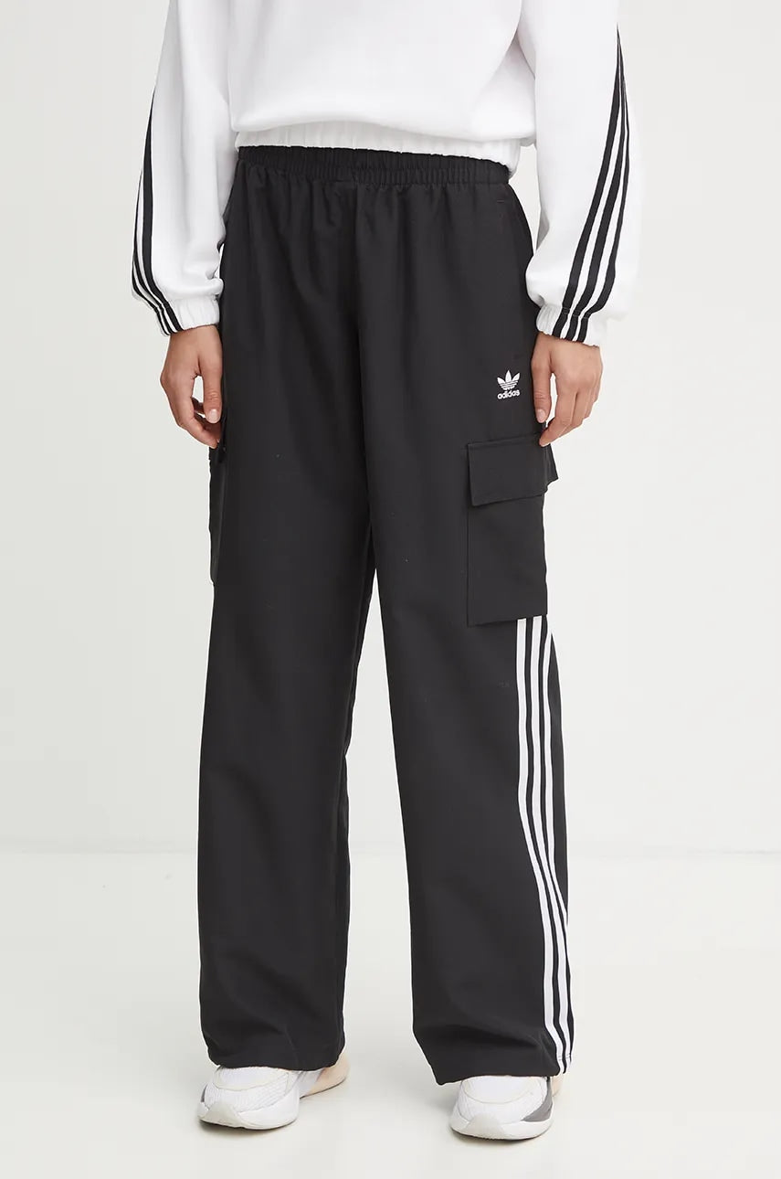 Hlače adidas Originals 3S CARGO PANTS za žene, boja: crna, cargo kroj, visoki struk, JF1292