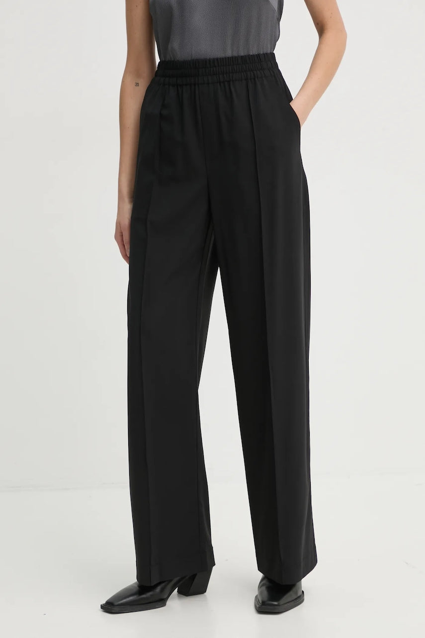 Vunene hlače A.L.C. Jackson boja: crna, ravni kroj, visoki struk, 2PANT00141