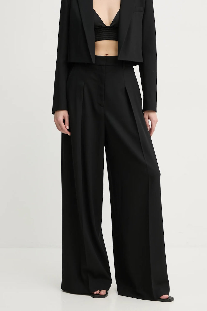 Vunene hlače A.L.C. Ryder boja: crna, široke, visoki struk, 2PANT01086