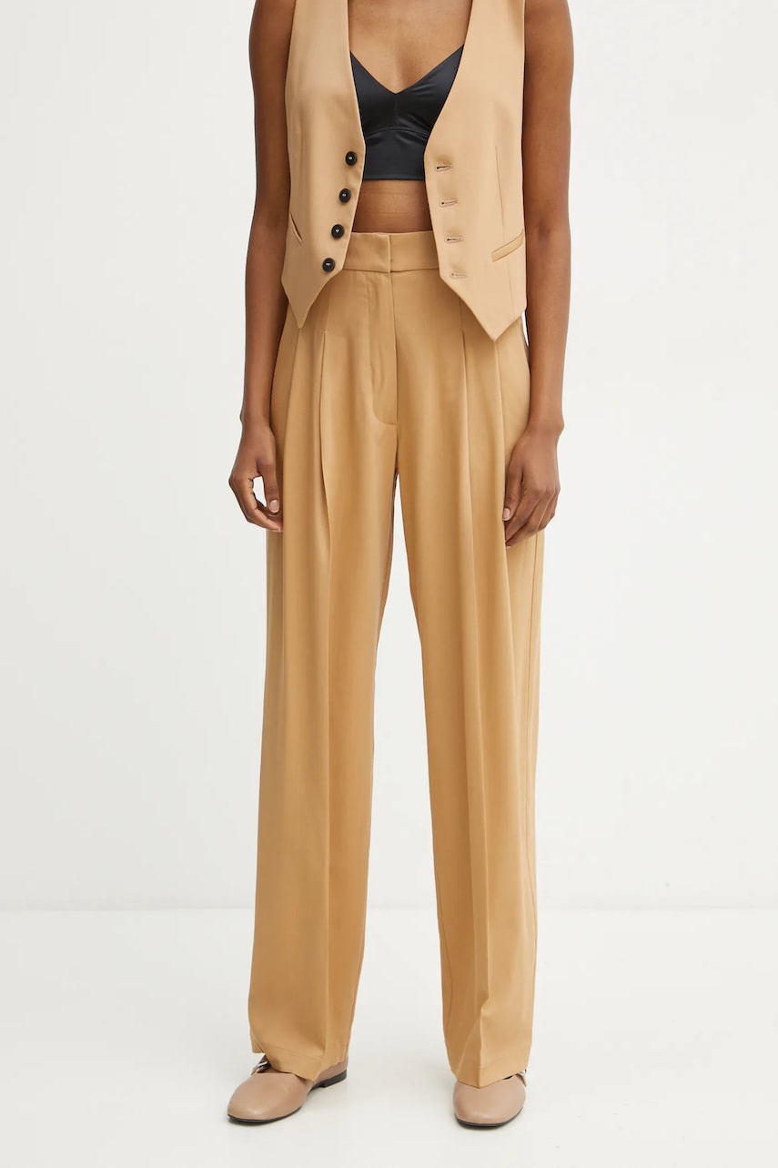 Hlače s primesjo volne Forte Forte rjava barva, 13221_my pants