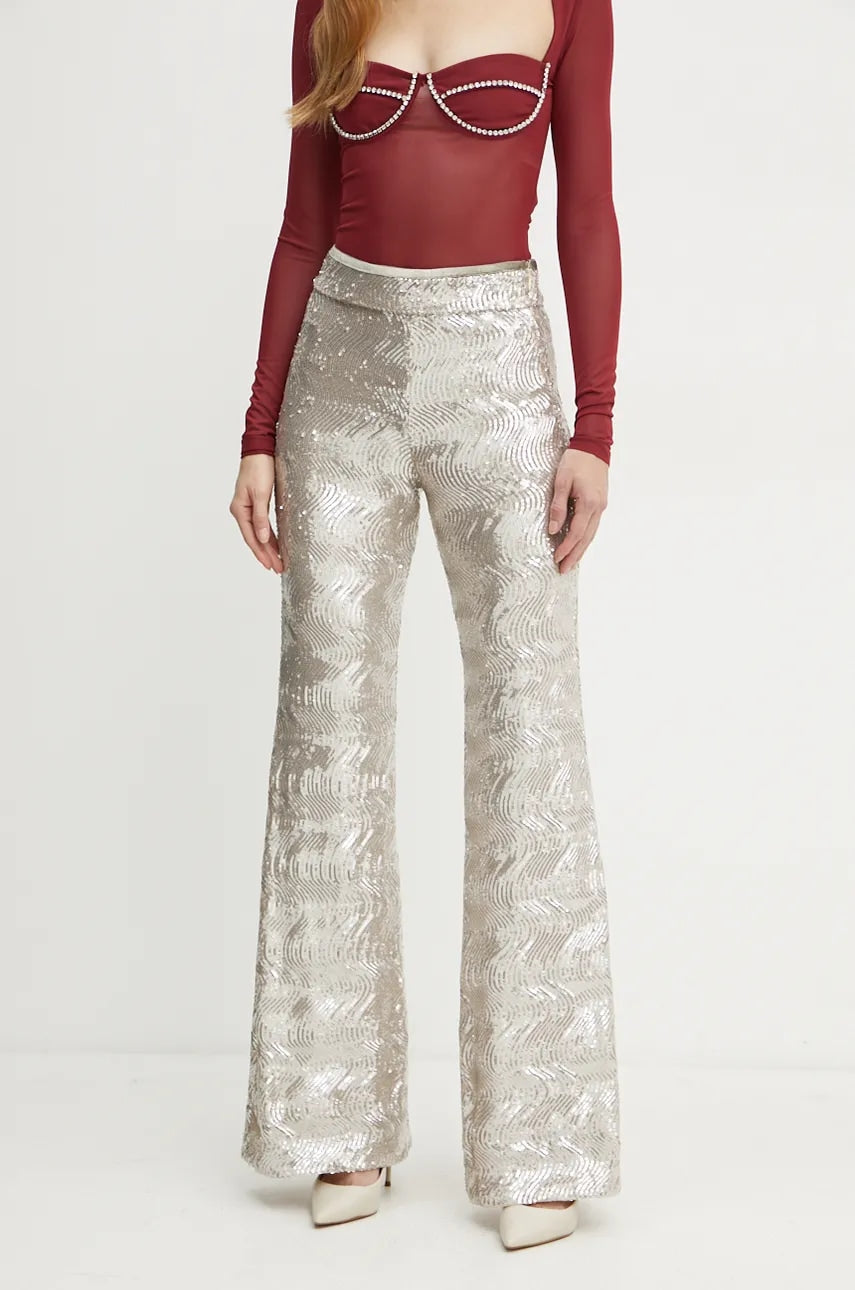 Hlače Forte Forte za žene, boja: srebrna, trapez, visoki struk, 13288_my pants