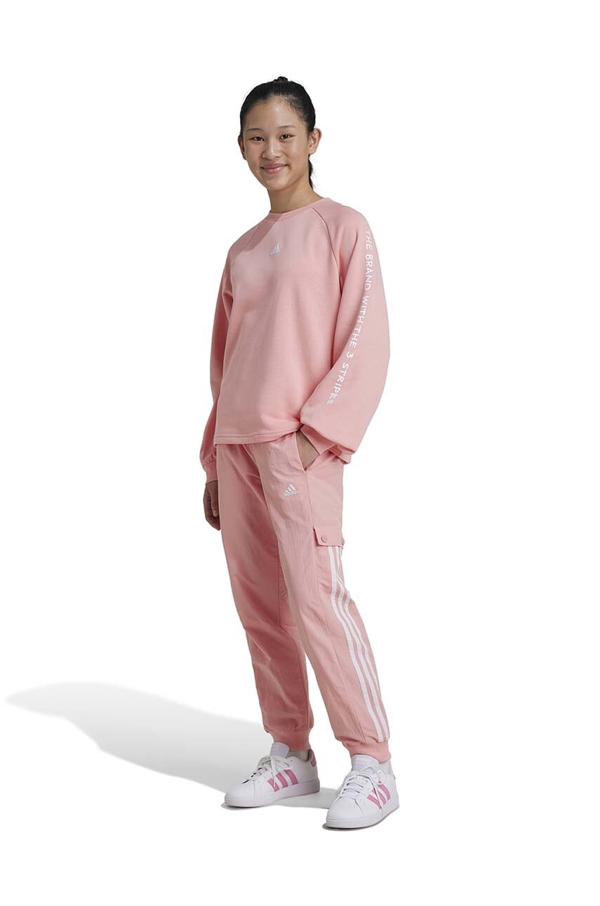 Otroški spodnji del trenirke adidas JGAM PANT roza barva, IV7047