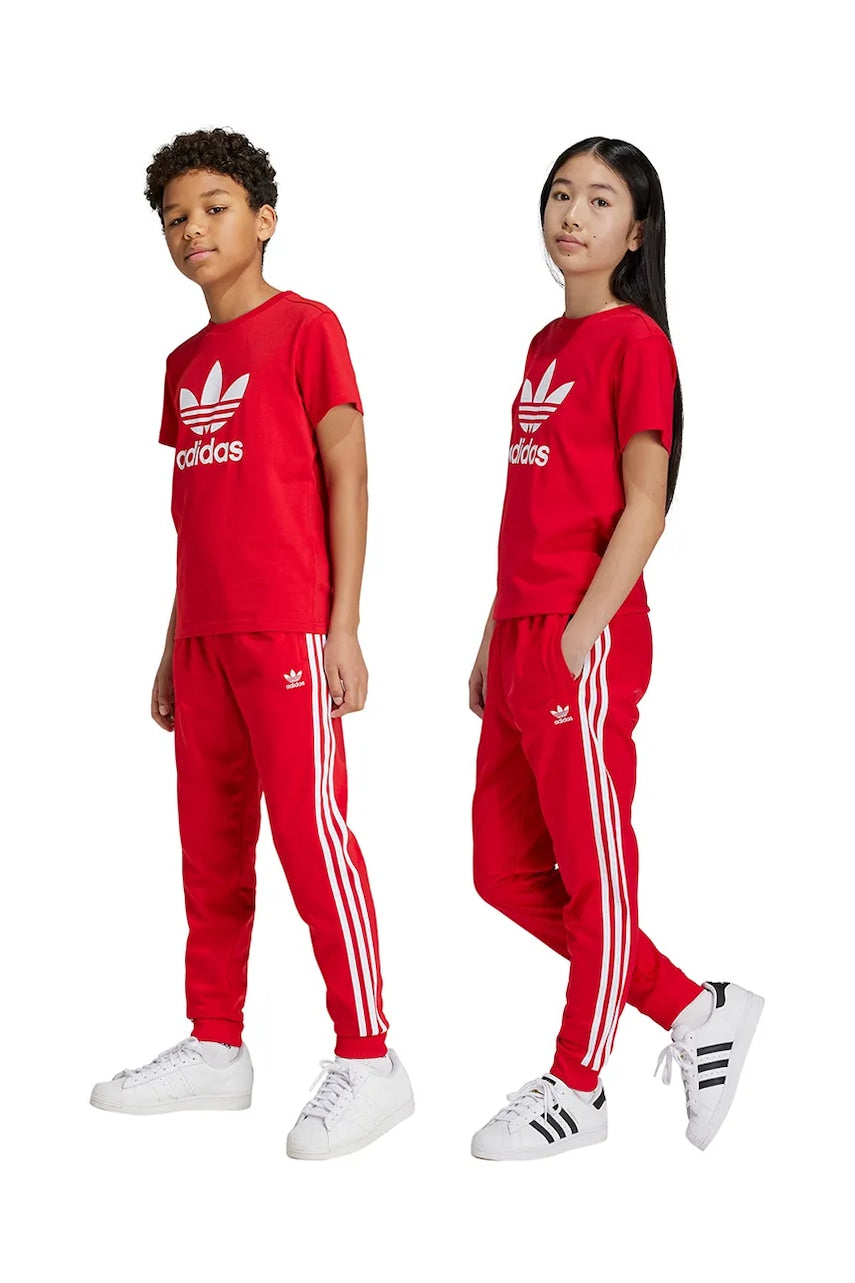 Dječji donji dio trenirke adidas Originals SST TRACK PANTS boja: crvena, s aplikacijom, IX7631