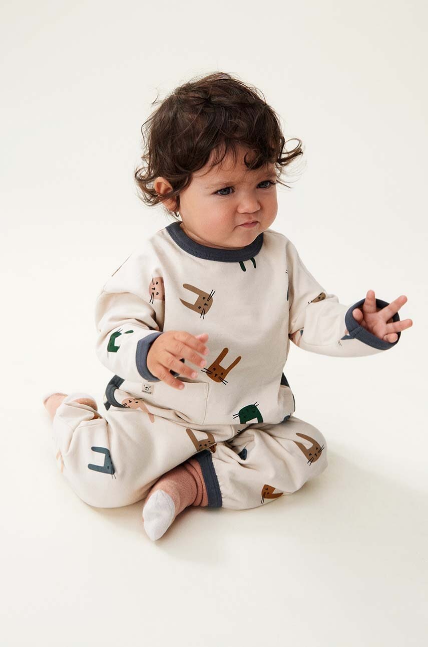 Donji dio trenirke za bebe Liewood Loup Baby Printed Sweatpants boja: bež, s uzorkom, LW19475