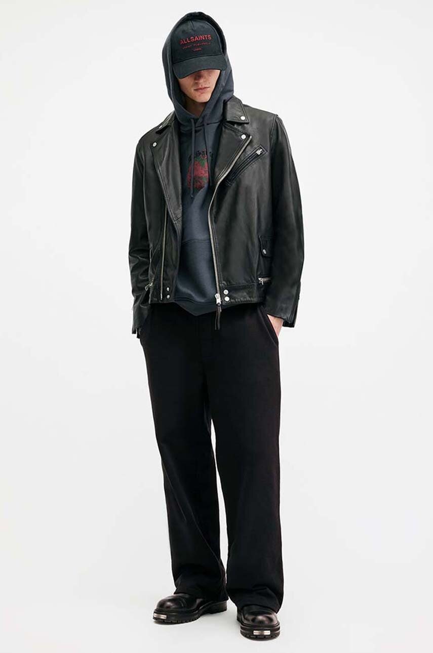 Pamučne hlače AllSaints CHESTER SWEATPANT boja: crna, ravni kroj, M004TA