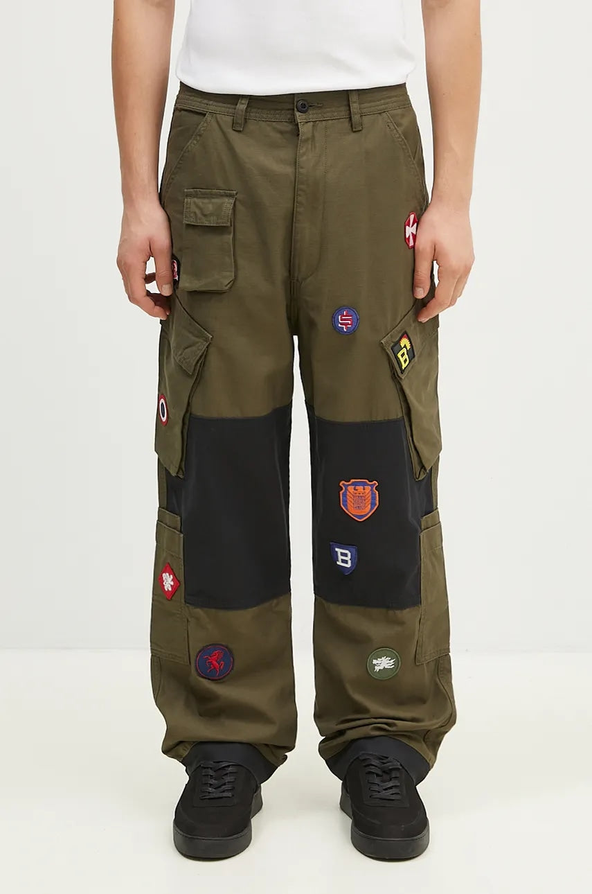 Bombažne hlače Billionaire Boys Club Patch Cargo Pant zelena barva, B24315
