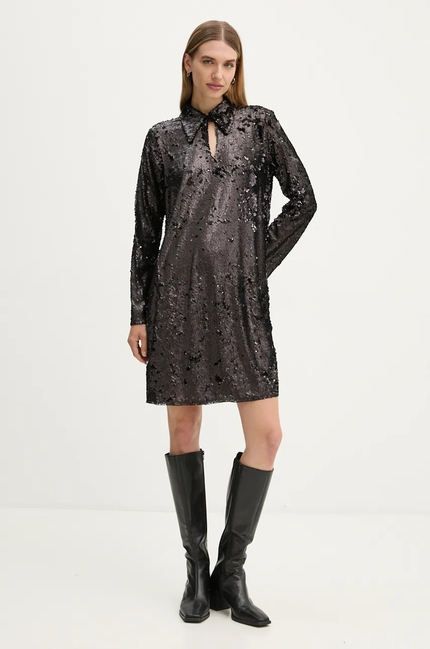 Haljina Bruuns Bazaar MoeaBBUriela dress boja: crna, mini, ravna, BBW4191