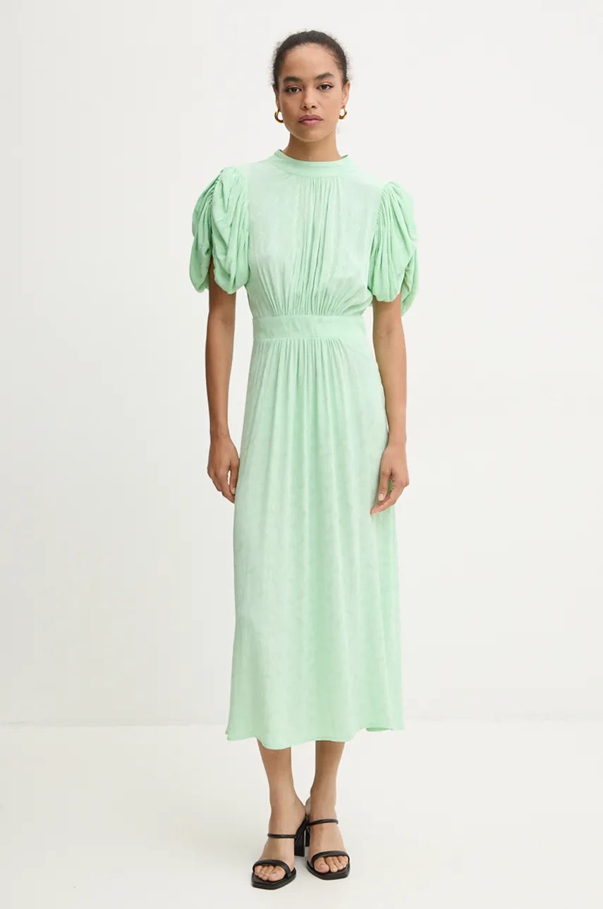 Haljina Rotate Midi Puff Sleeve Dress boja: zelena, midi, širi se prema dolje, 1127662981