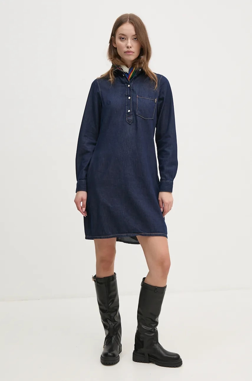Traper haljina Pepe Jeans REGULAR PULL-OVER DRESS boja: tamno plava, mini, ravna, PL953628BC3