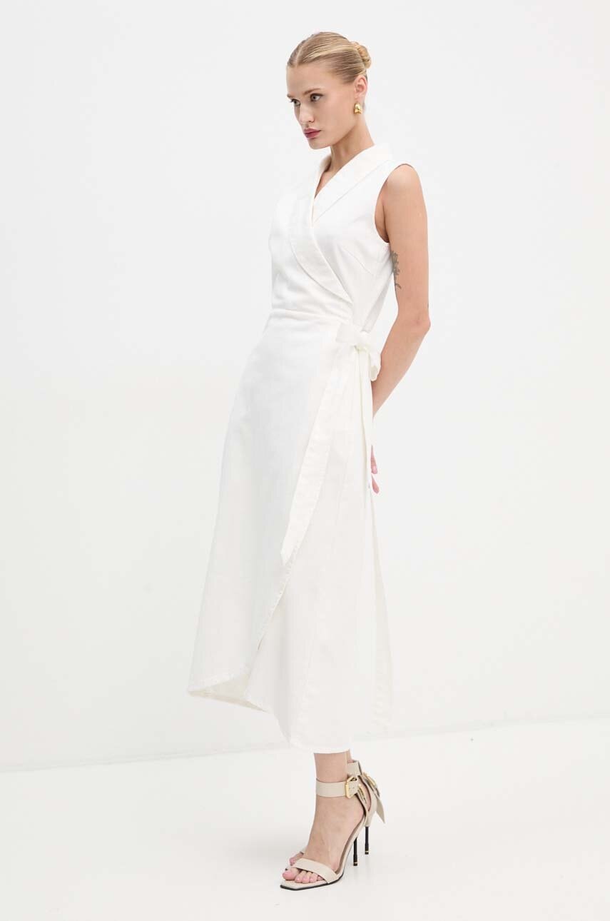 Traper haljina Never Fully Dressed Brooklyn boja: bež, midi, širi se prema dolje, NFDDR1501