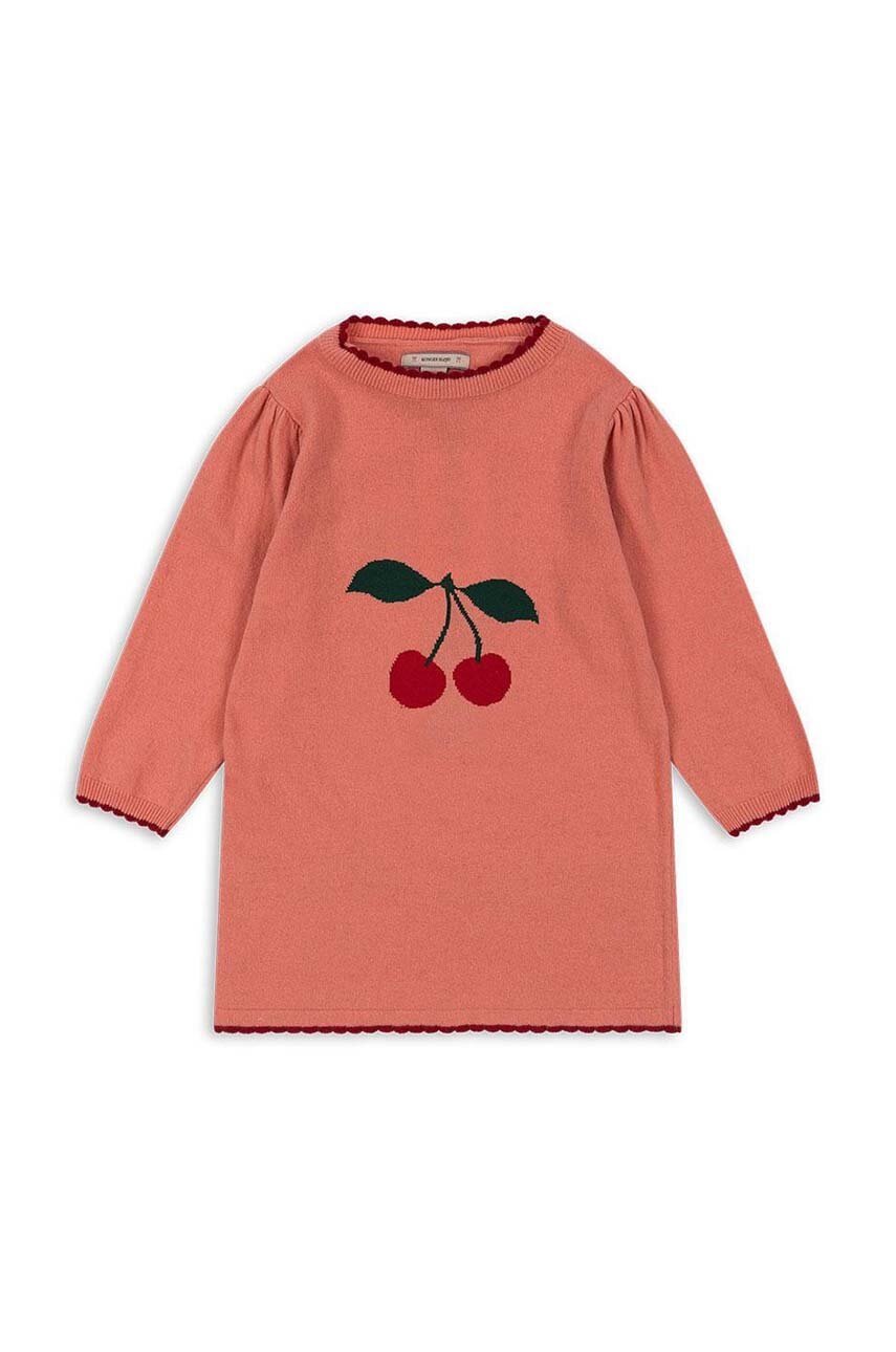 Dječja hakjina s primjesom vune Konges Sløjd ALEXA KNIT DRESS boja: ružičasta, mini, ravna, KS101390