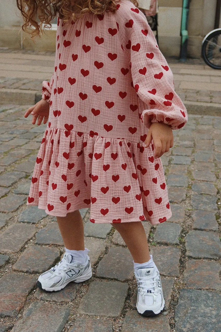 Dječja pamučna haljina Konges Sløjd COCO DRESS GOTS boja: ružičasta, mini, širi se prema dolje, KS101461