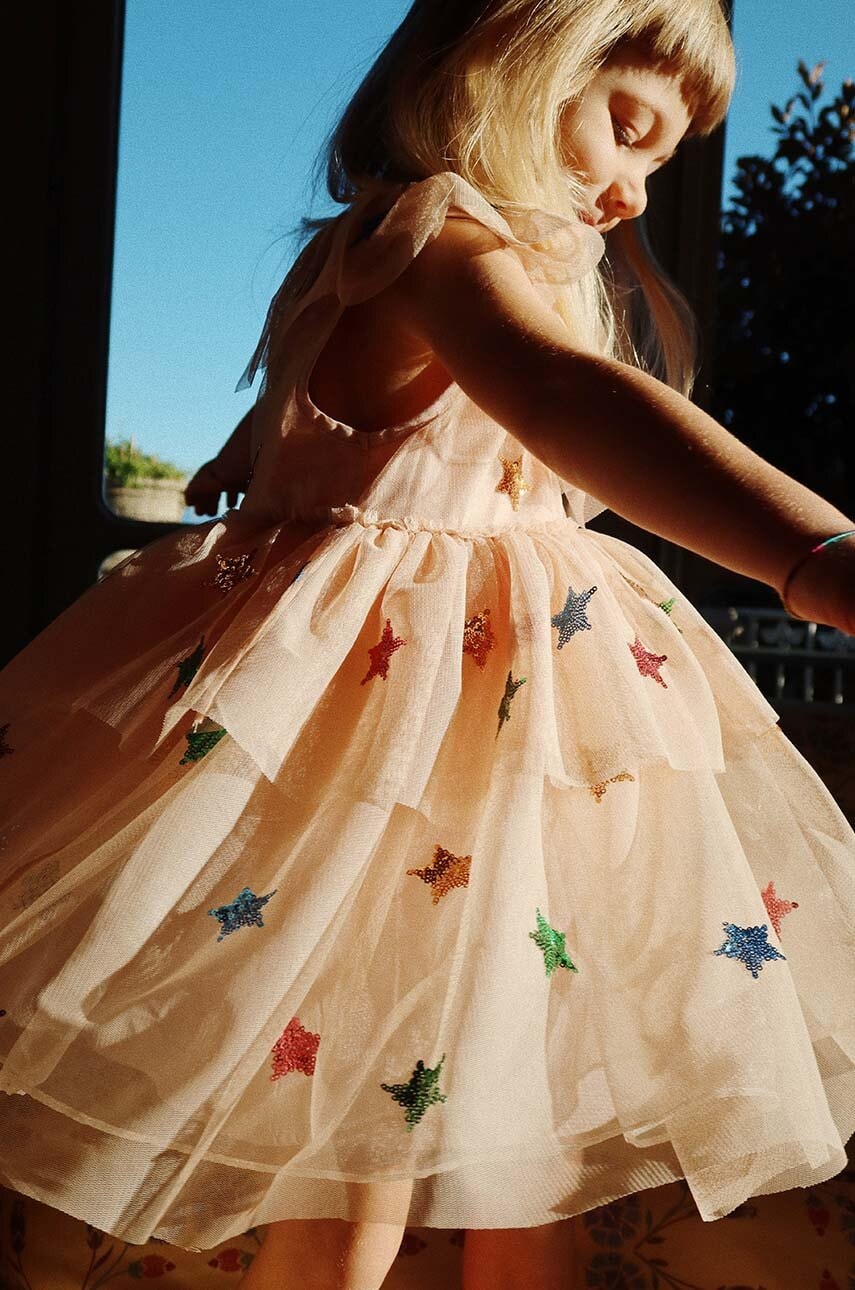 Dječja haljina Konges Sløjd YVONNE FAIRY DRESS boja: bež, mini, širi se prema dolje, KS101758