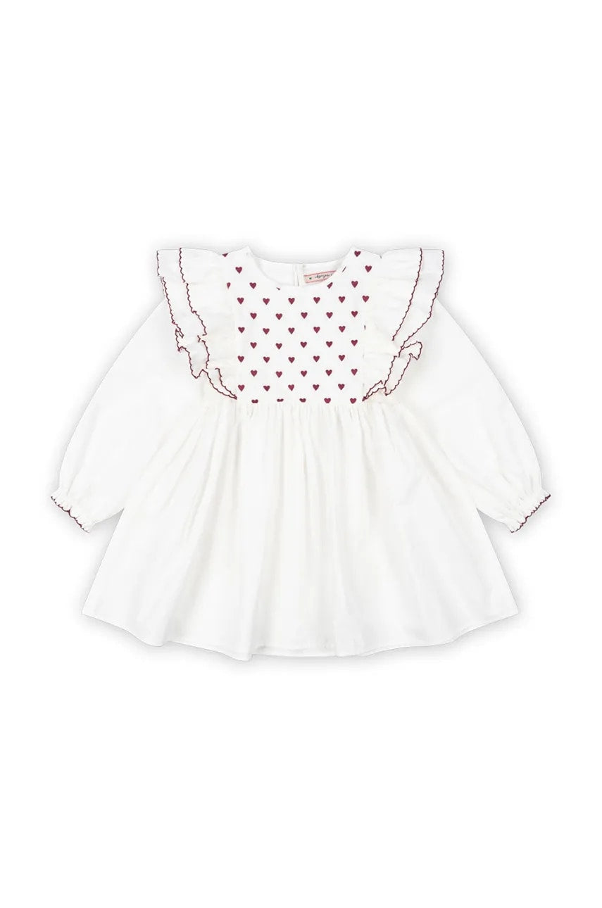 Dječja pamučna haljina Konges Sløjd COEUR DRESS GOTS boja: bijela, mini, širi se prema dolje, KS101933