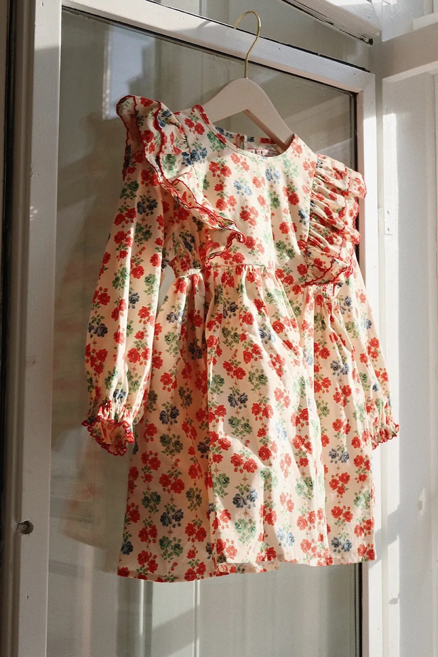 Dječja pamučna haljina Konges Sløjd COEUR DRESS GOTS boja: bež, mini, širi se prema dolje, KS101933