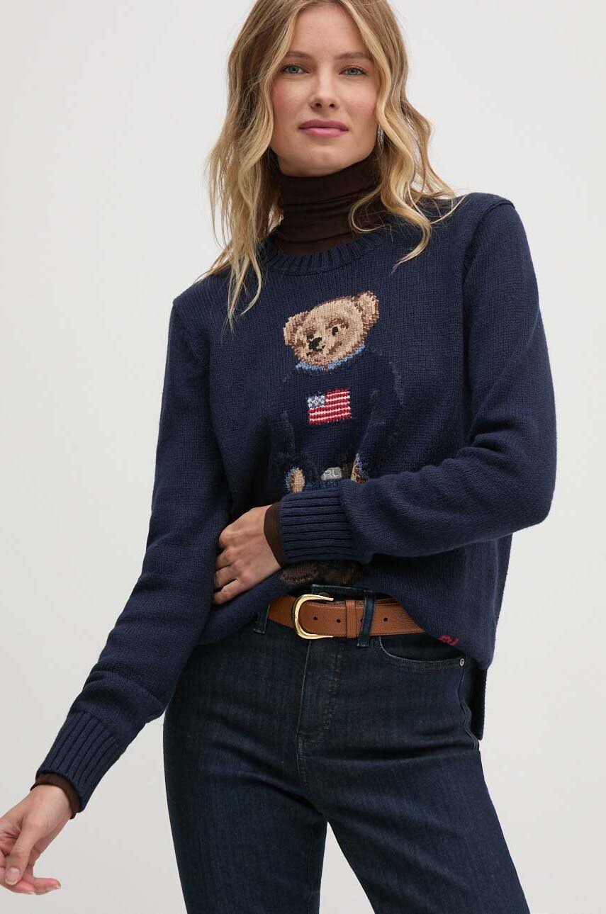 Pulover Polo Ralph Lauren za žene, boja: tamno plava, topli, 211927070