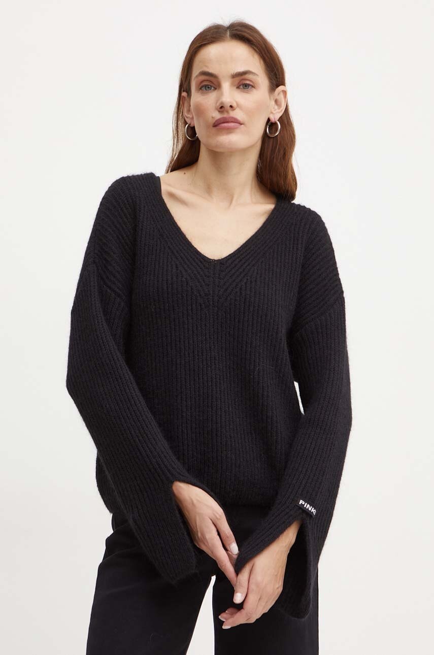Pulover s dodatkom vune Pinko za žene, boja: crna, topli, 104492 A282