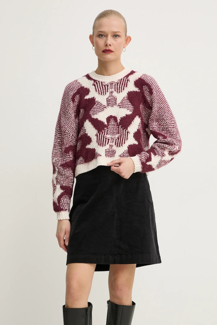 Pulover s dodatkom vune BA&SH za žene, boja: bordo, topli, 1H24RORA