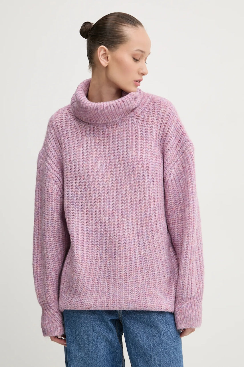 Pulover Superdry za žene, boja: ljubičasta, topli, s dolčevitom, W6110582A-B7T