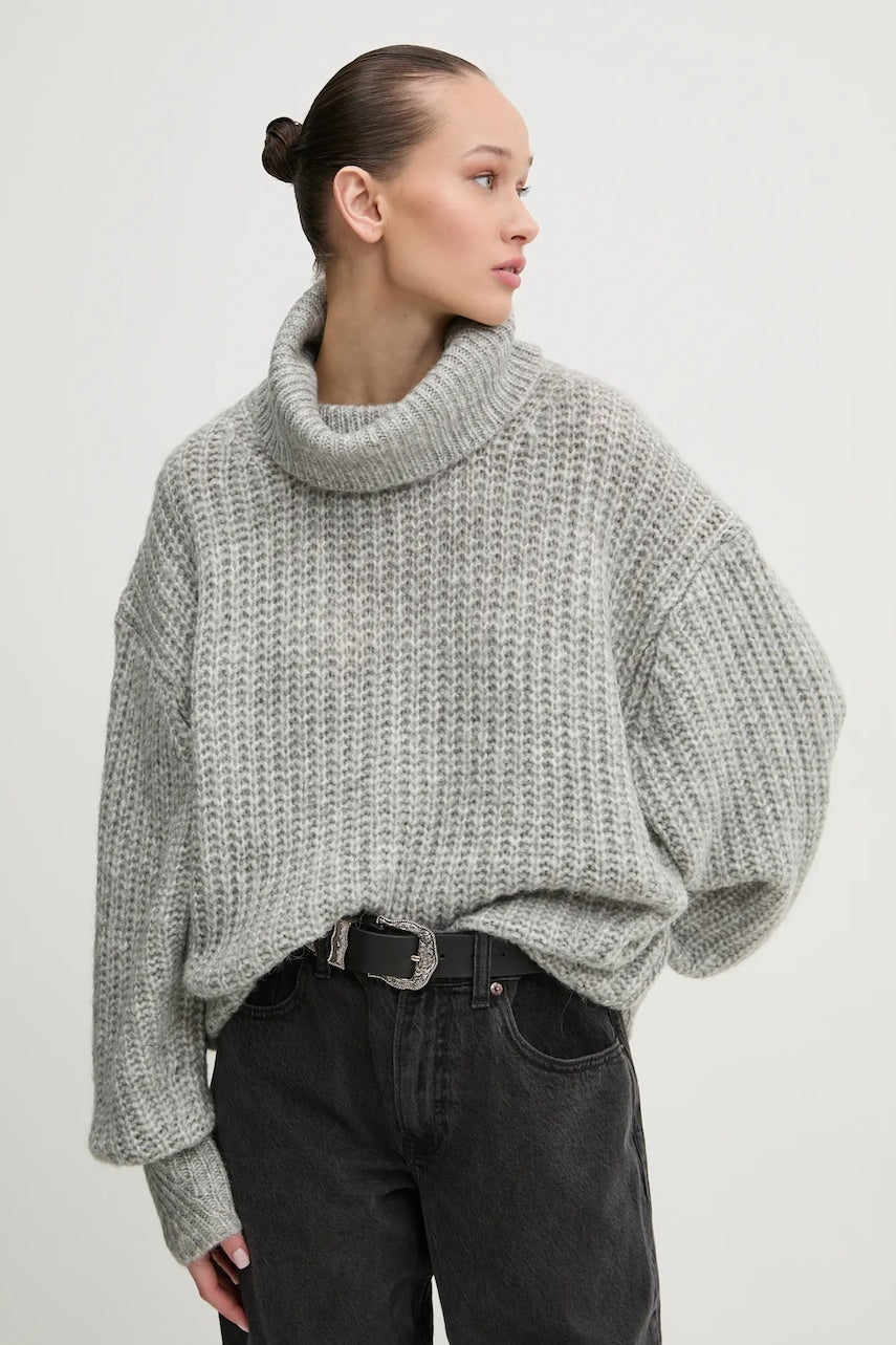 Pulover Superdry za žene, boja: siva, topli, s dolčevitom, W6110582A-B9F