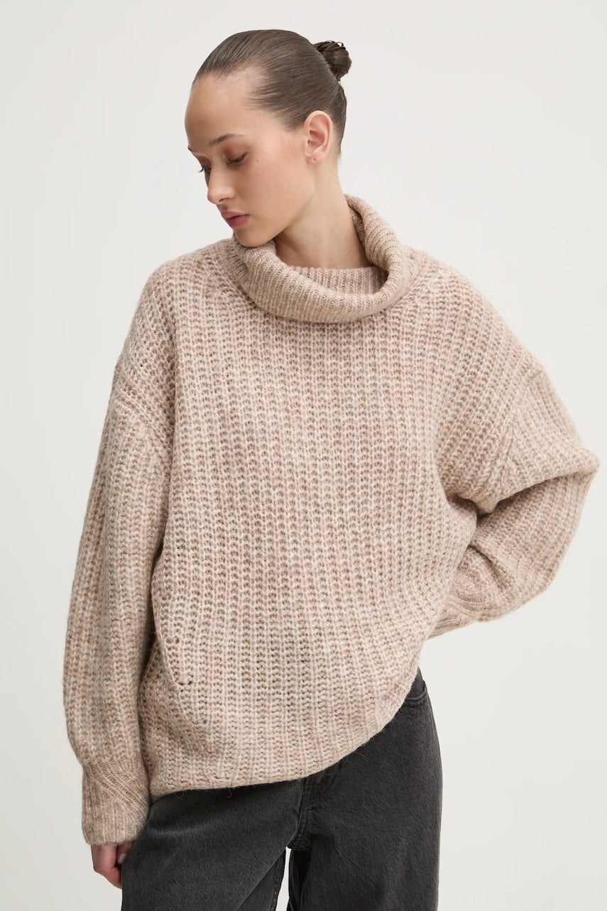 Pulover Superdry za žene, boja: bež, topli, s dolčevitom, W6110582A-E4Z