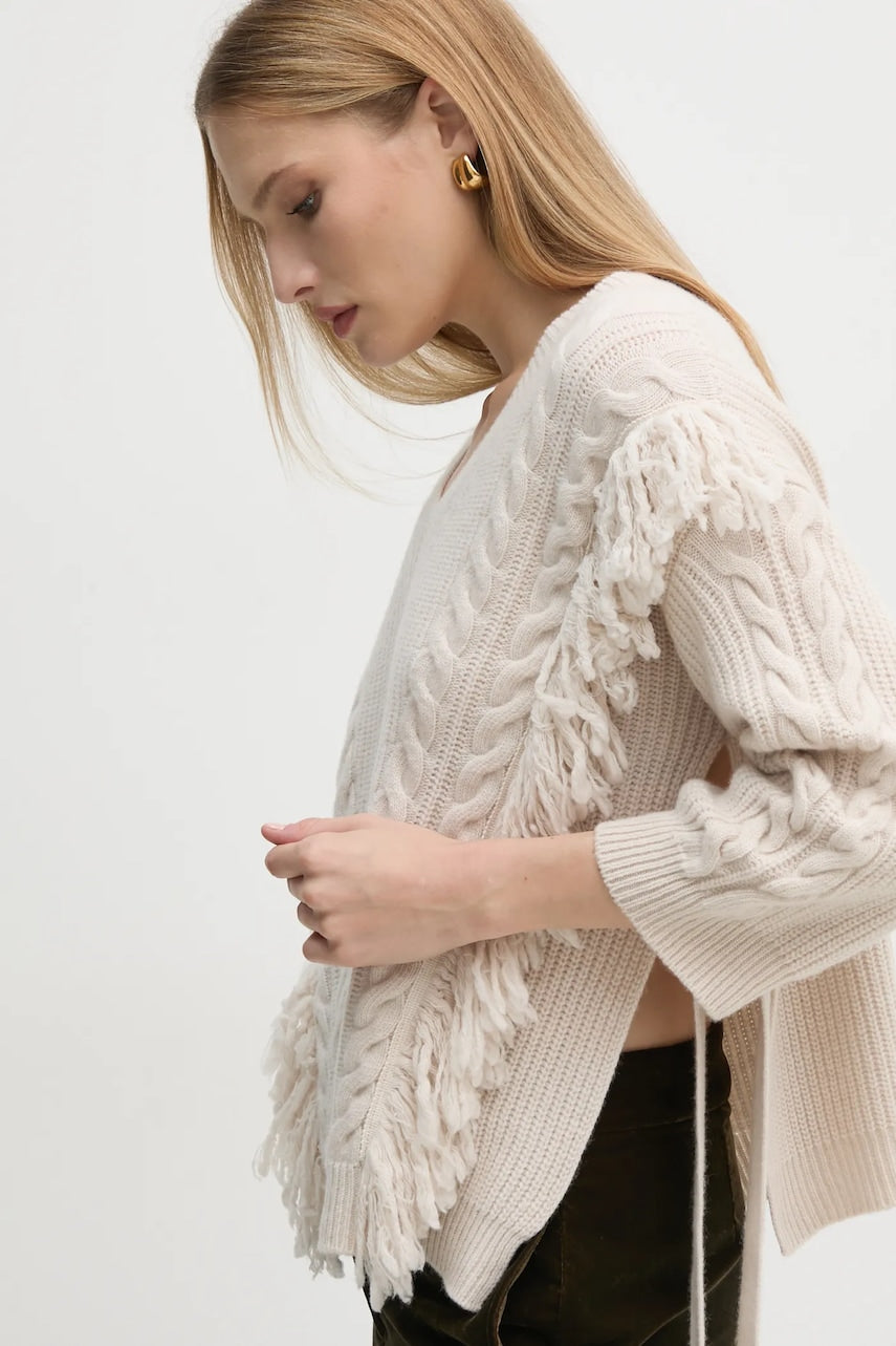 Vuneni pulover Marella za žene, boja: bež, topli, 2423366035200