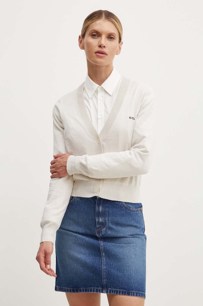 Pamučni kardigan A.P.C. cardigan berenice boja: bež, lagani, COGDK.F22266
