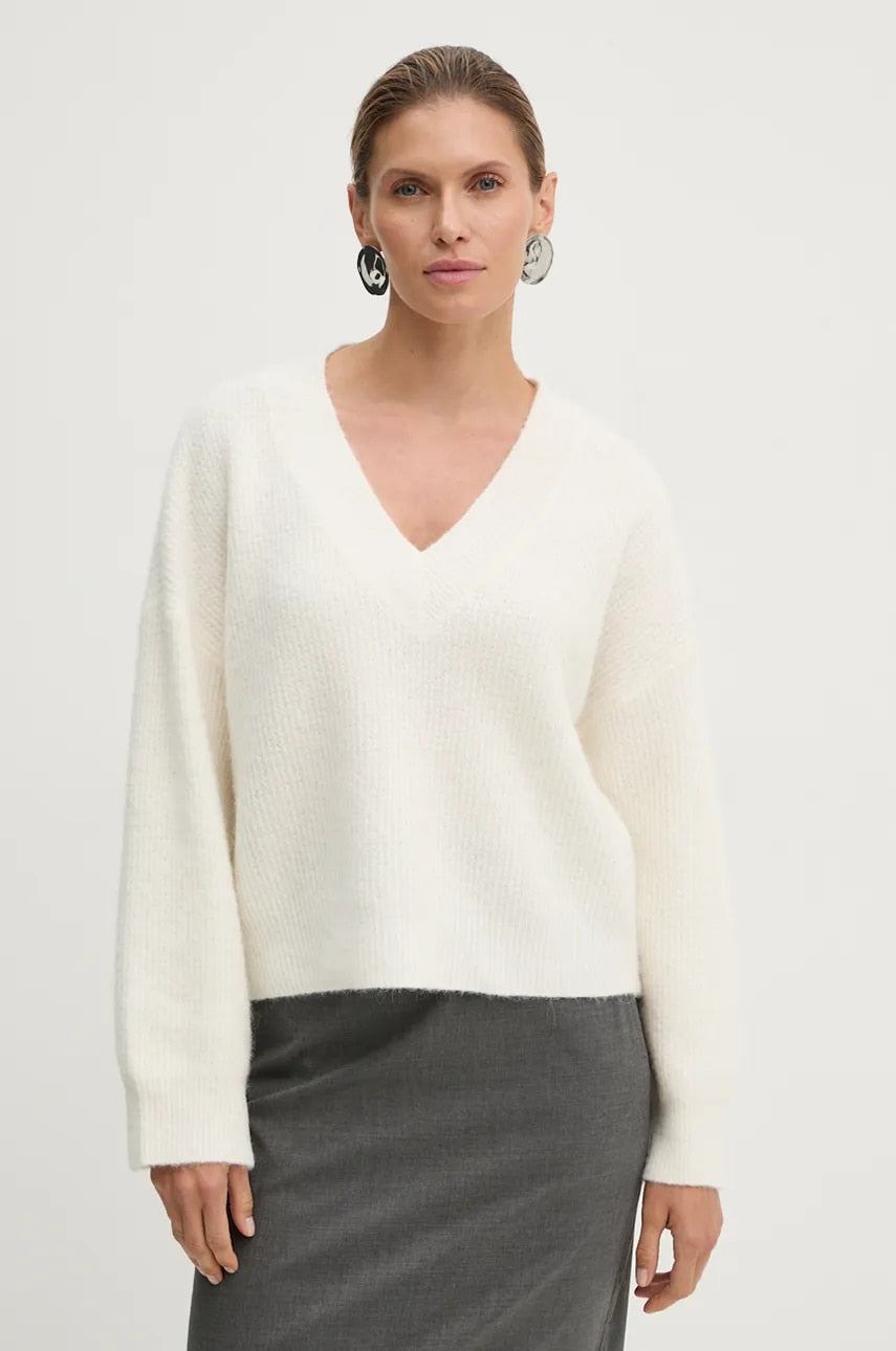 Vuneni pulover Gestuz za žene, boja: bež, topli, 10909445