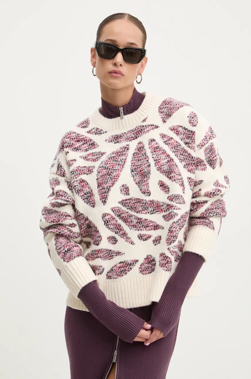 Pulover Desigual KAMLOOPS za žene, boja: bež, topli, 24WWJF57