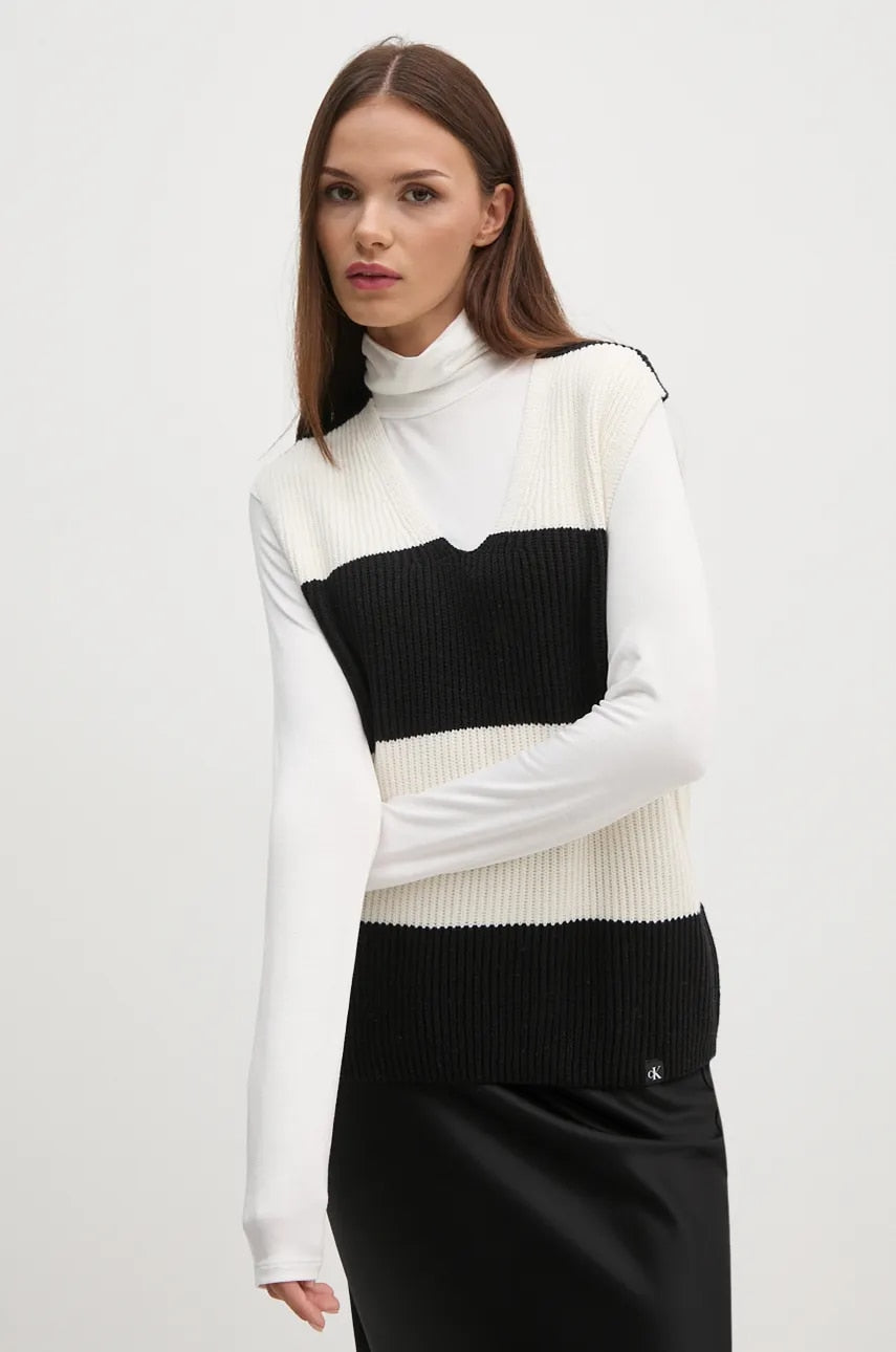 Pamučni prsluk Calvin Klein Jeans boja: crna, topli, J20J224663