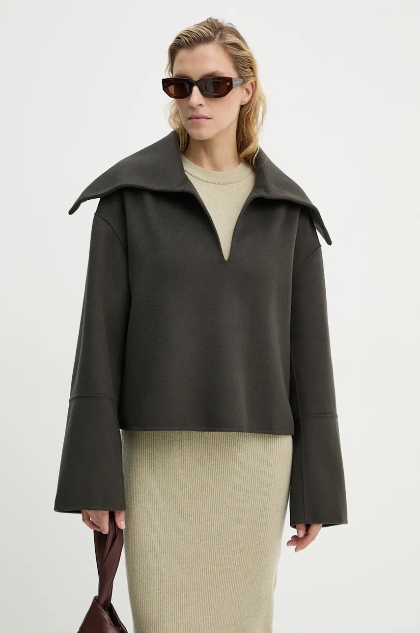 Vuneni pulover Nanushka MAXE za žene, boja: siva, topli, NW24PFSG26997