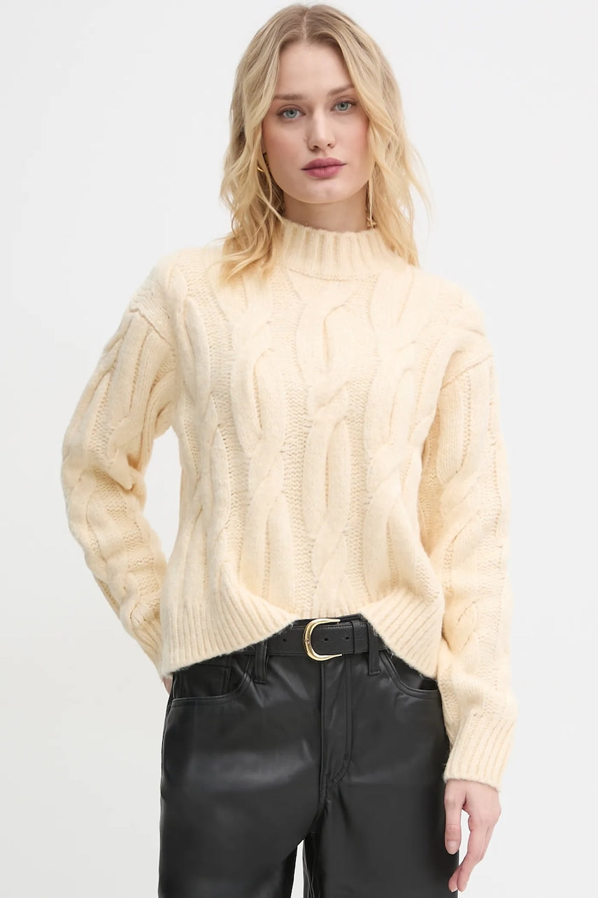 Pulover s dodatkom vune Levi's boja: žuta, tople, s poludolčevitom, A8507