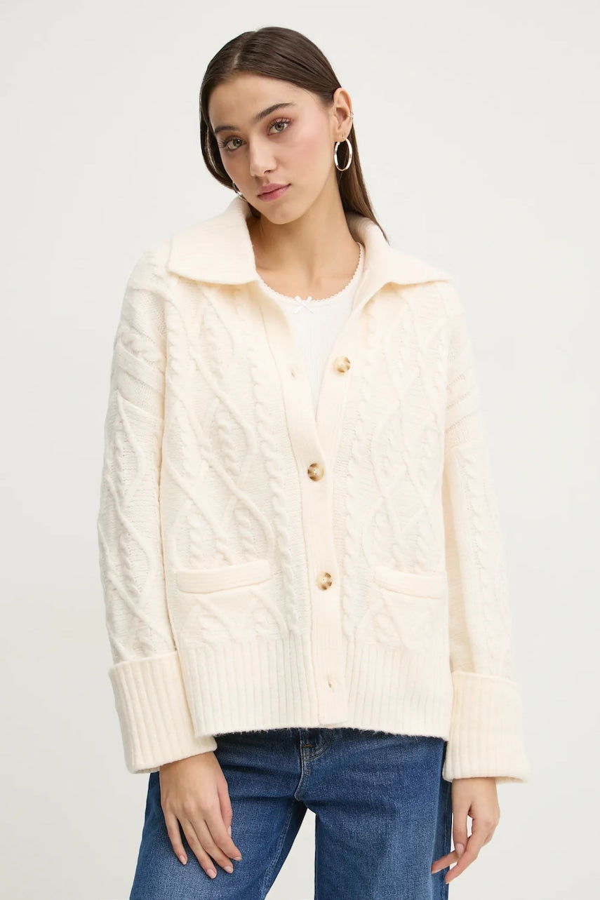 Pulover Abercrombie & Fitch za žene, boja: bež, topli, KI150-4302