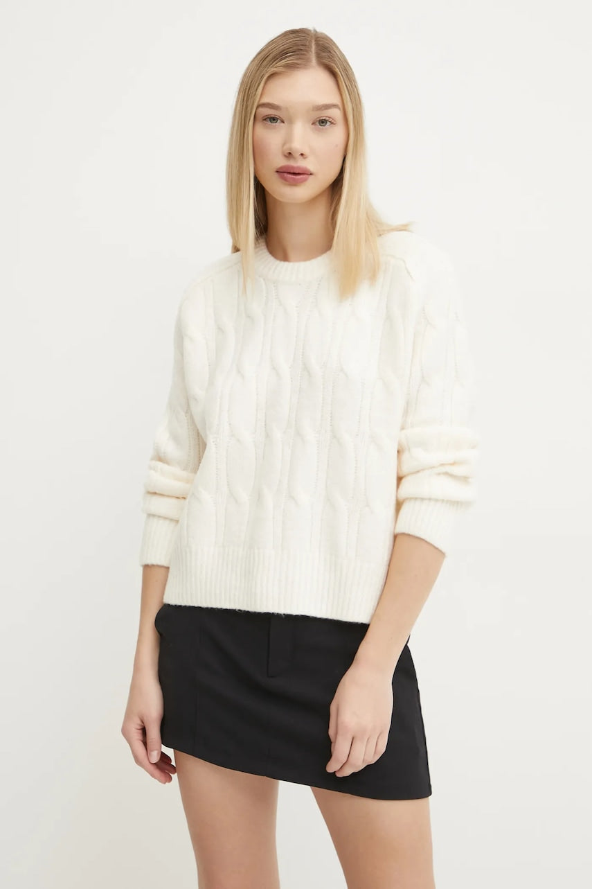 Pulover s dodatkom vune Abercrombie & Fitch za žene, boja: bež, topli, KI150-4457