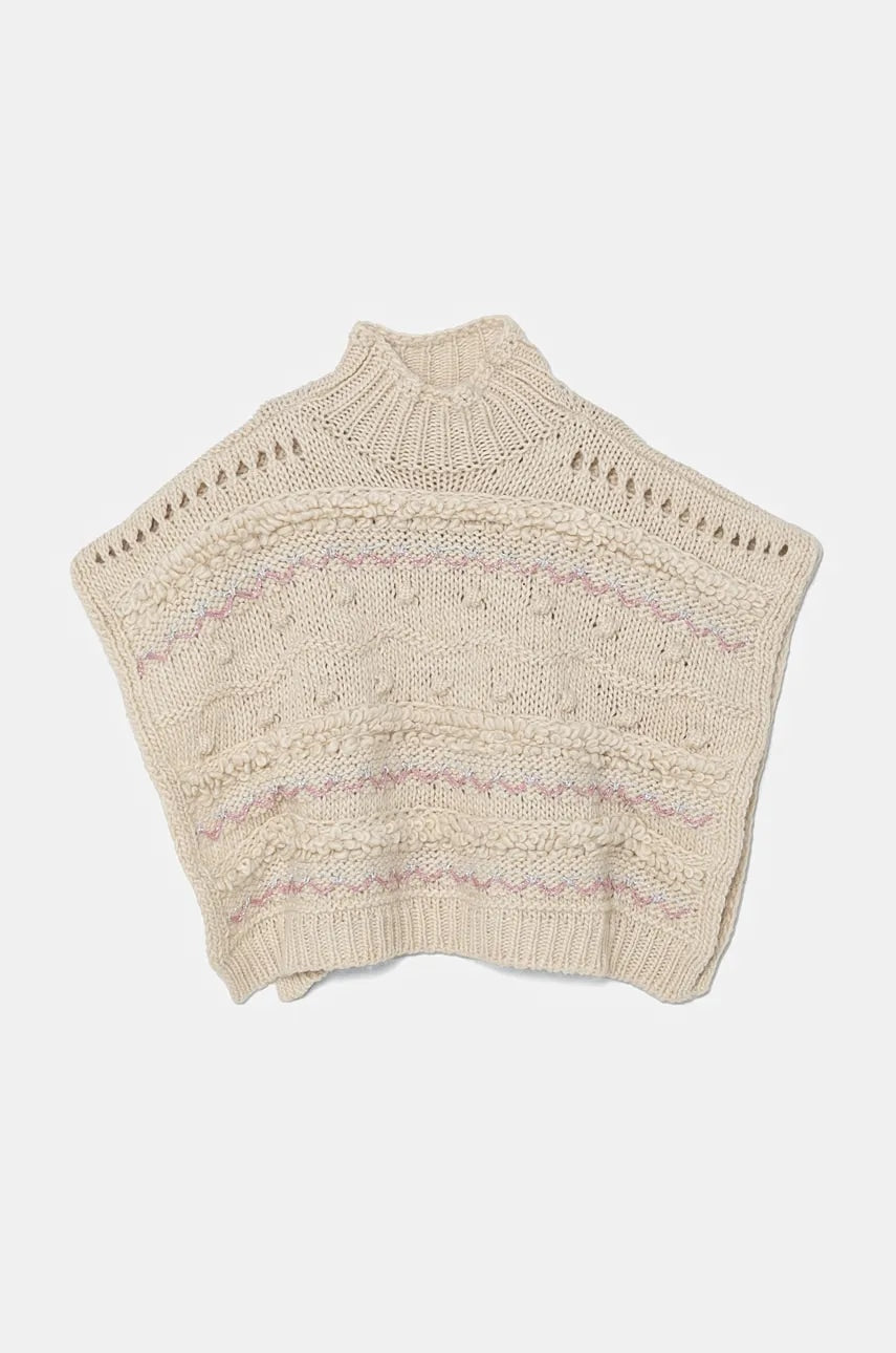 Dječji pončo United Colors of Benetton boja: bež, tople, 115HQU010