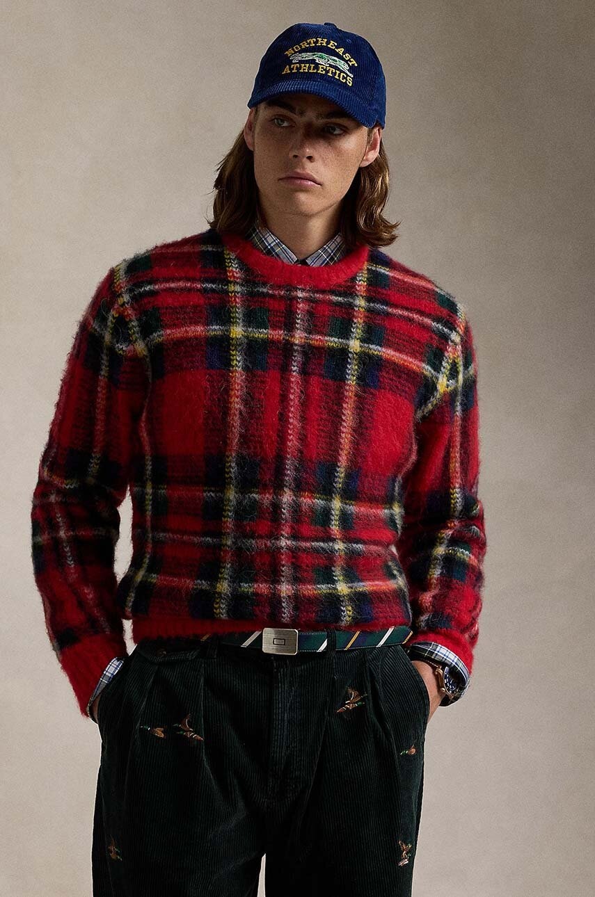 Vuneni pulover Polo Ralph Lauren za muškarce, boja: crvena, topli, 710949292