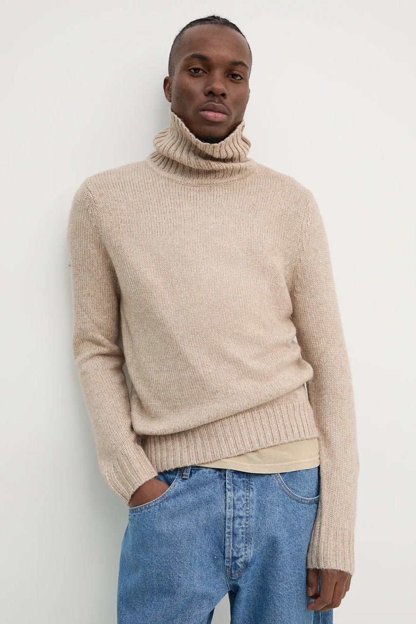 Pulover Superdry za muškarce, boja: bež, topli, s dolčevitom, M6110618A-2WG