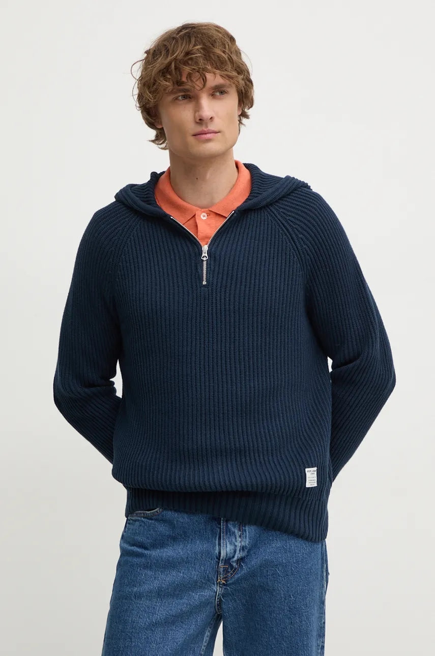 Pamučni pulover Pepe Jeans COLIN HOODIE boja: tamno plava, PM702467