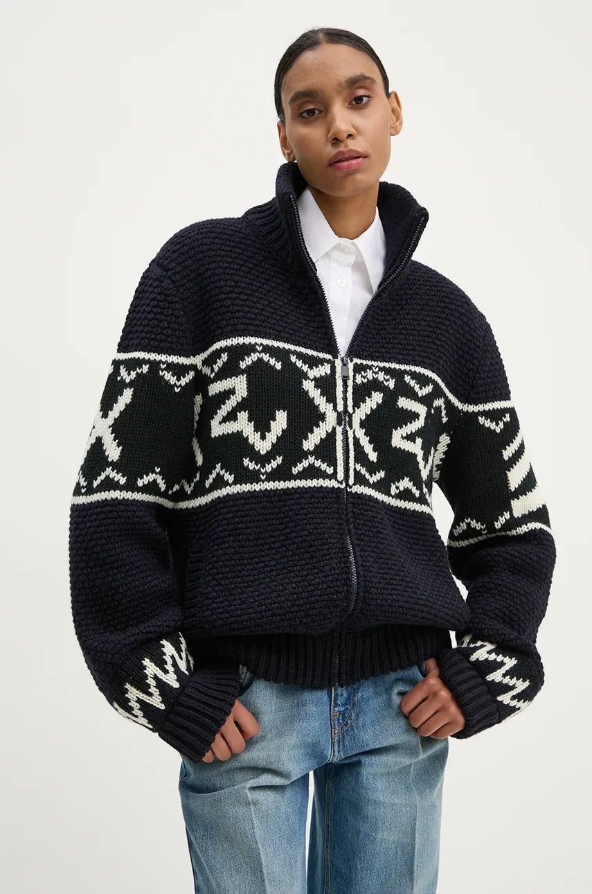 Vuneni kardigan ZADIG&VOLTAIRE boja: tamno plava, topli, KMCA00225