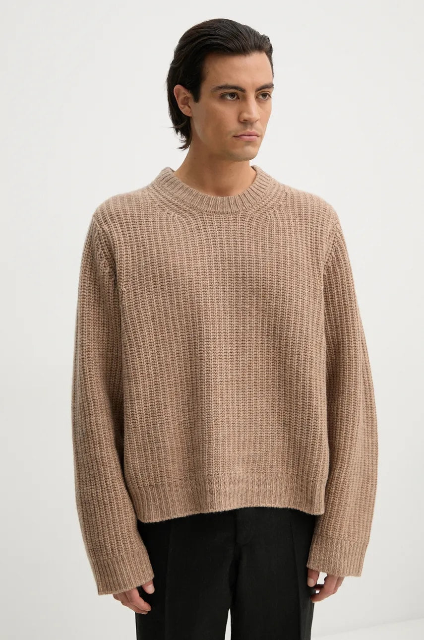 Vuneni pulover Won Hundred za muškarce, boja: bež, topli, 3209-11091