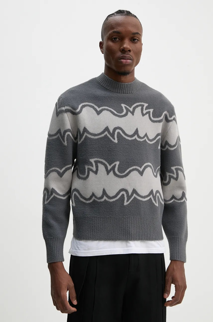 Pulover BLUEMARBLE za muškarce, boja: siva, topli, SW36.KN18B24