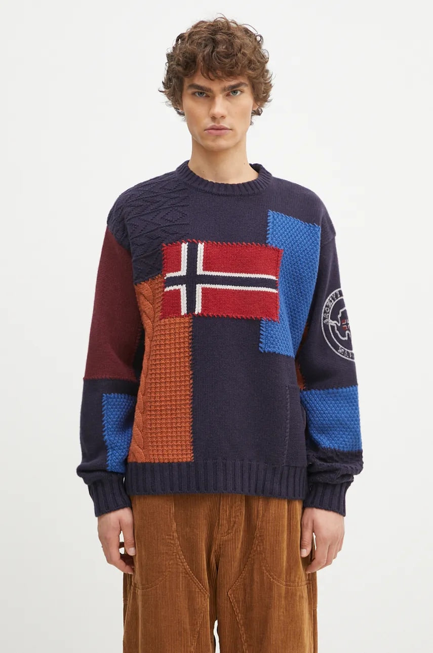 Vuneni pulover Napapijri Patchwork za muškarce, topli, NP0A4IK8MP11