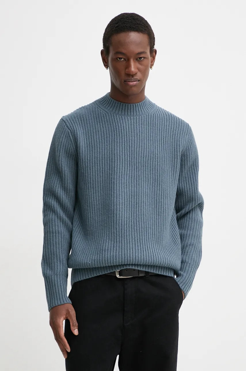 Vuneni pulover G-Star za muškarce, boja: siva, topli, D23731-D447