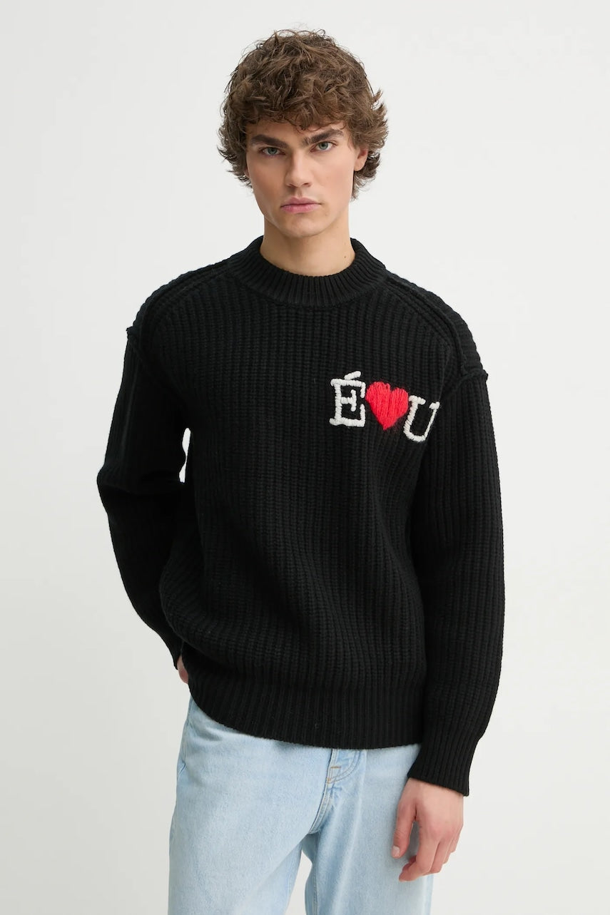 Vuneni pulover Études Studio za muškarce, boja: crna, topli, H24MMKNI605