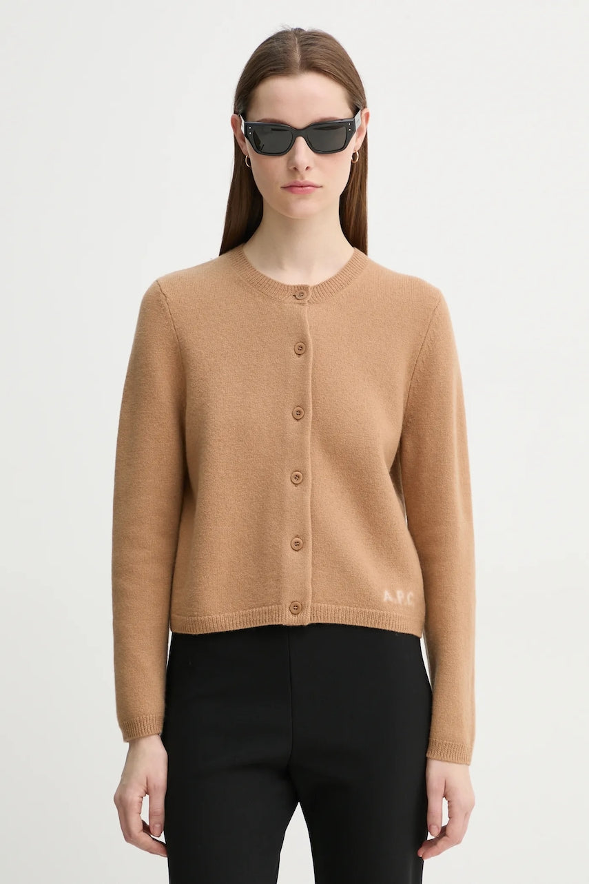 Vuneni kardigan A.P.C. cardigan mila boja: smeđa, WVBDK.F22301