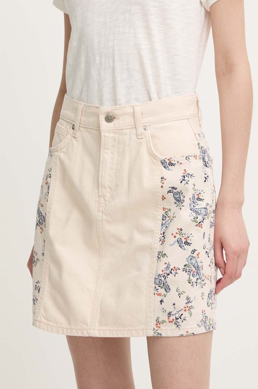 Jeans krilo Pepe Jeans MINI SKIRT HW PAISLEY bež barva, PL901135