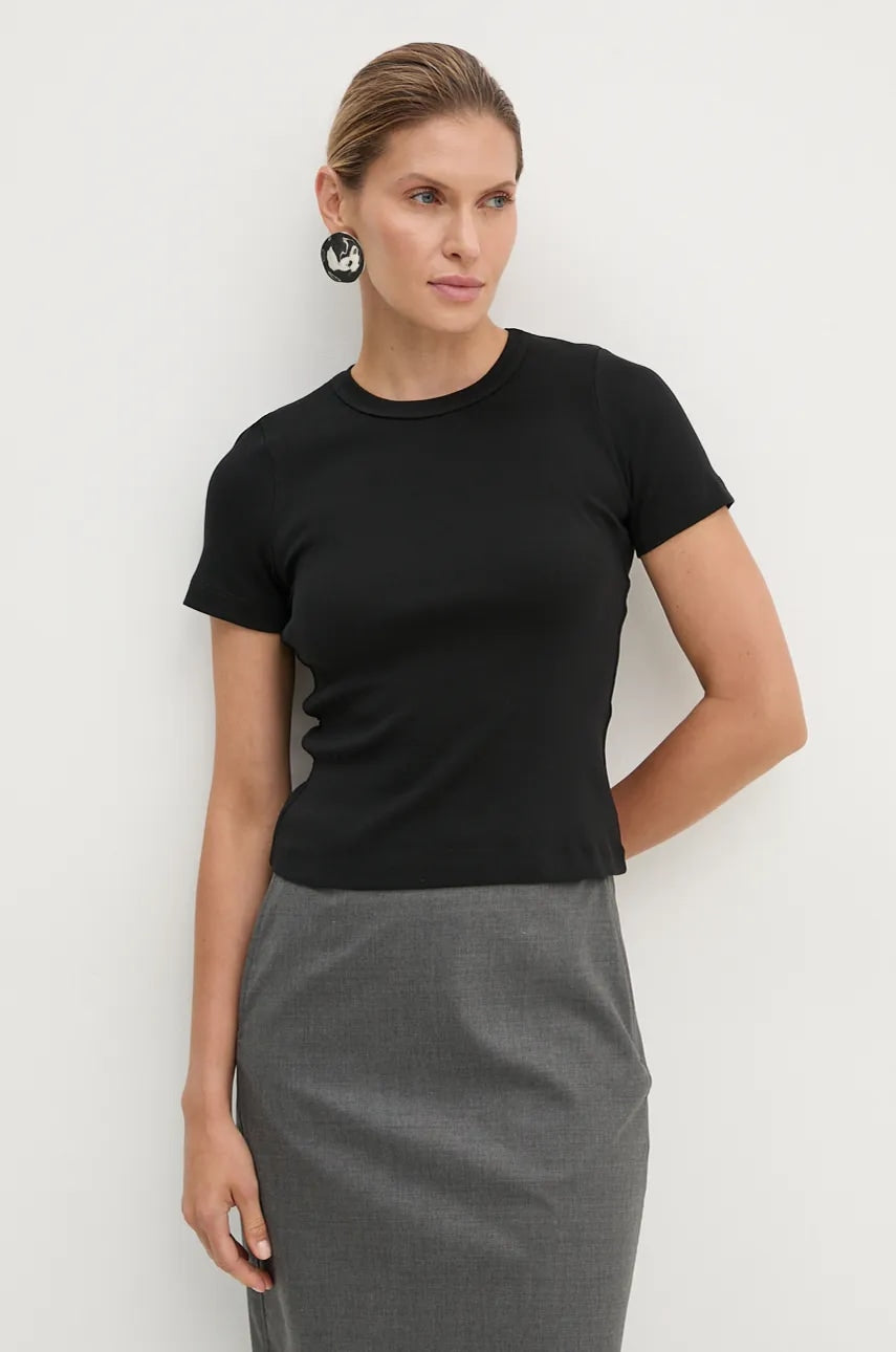 Bombažna kratka majica A.L.C. ženska, črna barva, 8KTOP00756