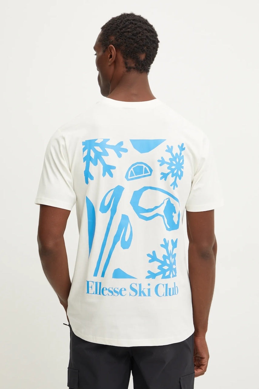 Bombažna kratka majica Ellesse SKISETTA moška, bež barva, SHX20961