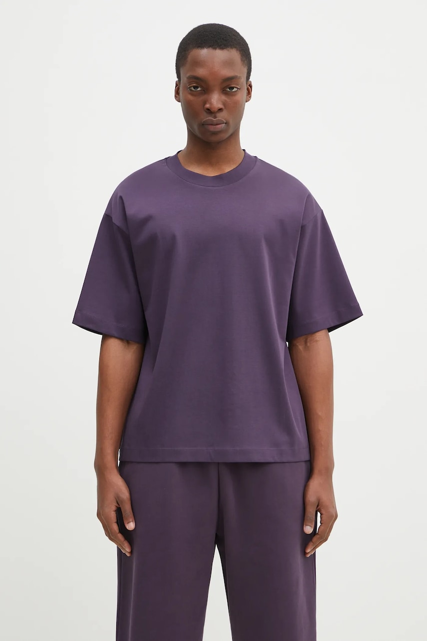 Pamučna majica Pangaia boja: ljubičasta, bez uzorka, 10002012