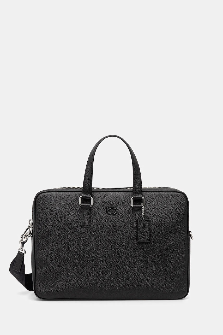 Kožna torba za laptop Coach Caden boja: crna, CCC80